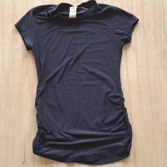 New Balance Fitted Stretch Y2k Activewear Short Sleeve Cinched Side Athletic Top - Picture 1 of 5